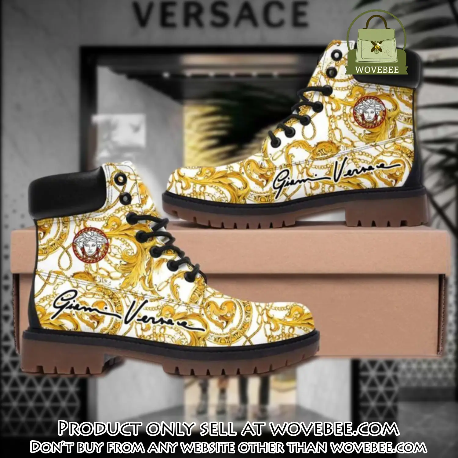 Gianni versace medusa gold pattern white luxury brand boots premium gifts for men women wvb5001219